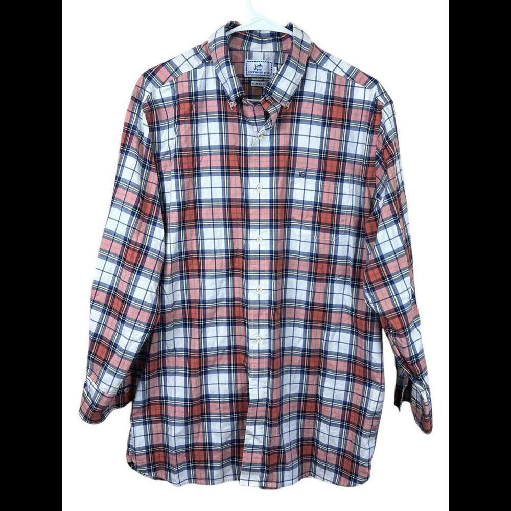 Southern Tide Multicolor Plaid Classic Fit Long Sleeve Button Down Shirt Large